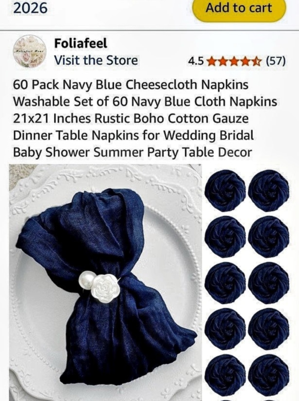 Navy Blue cheesecloth Napkin Set 70 pcs